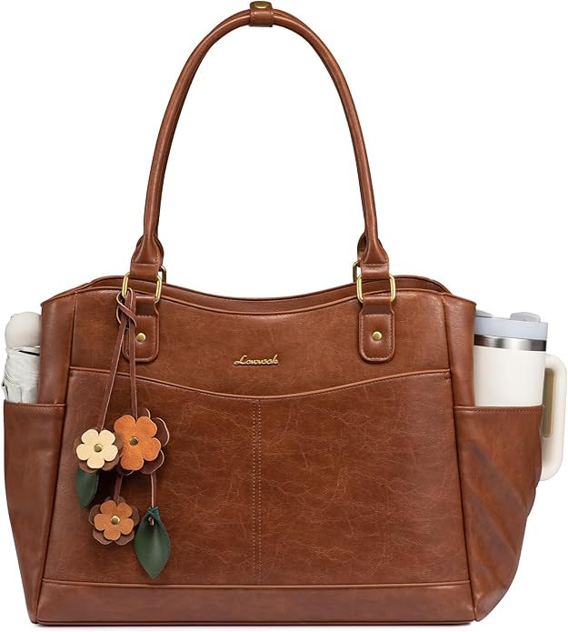 LOVEVOOK Laptop Bag for Women, Original Vintage Work Tote Bag Computer Office Teacher Bag with Fl... | Amazon (US)