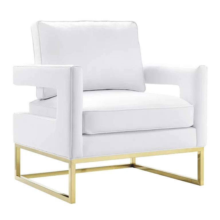 Avery Gold Base White Leather Accent Chair by TOV Furniture | Walmart (US)