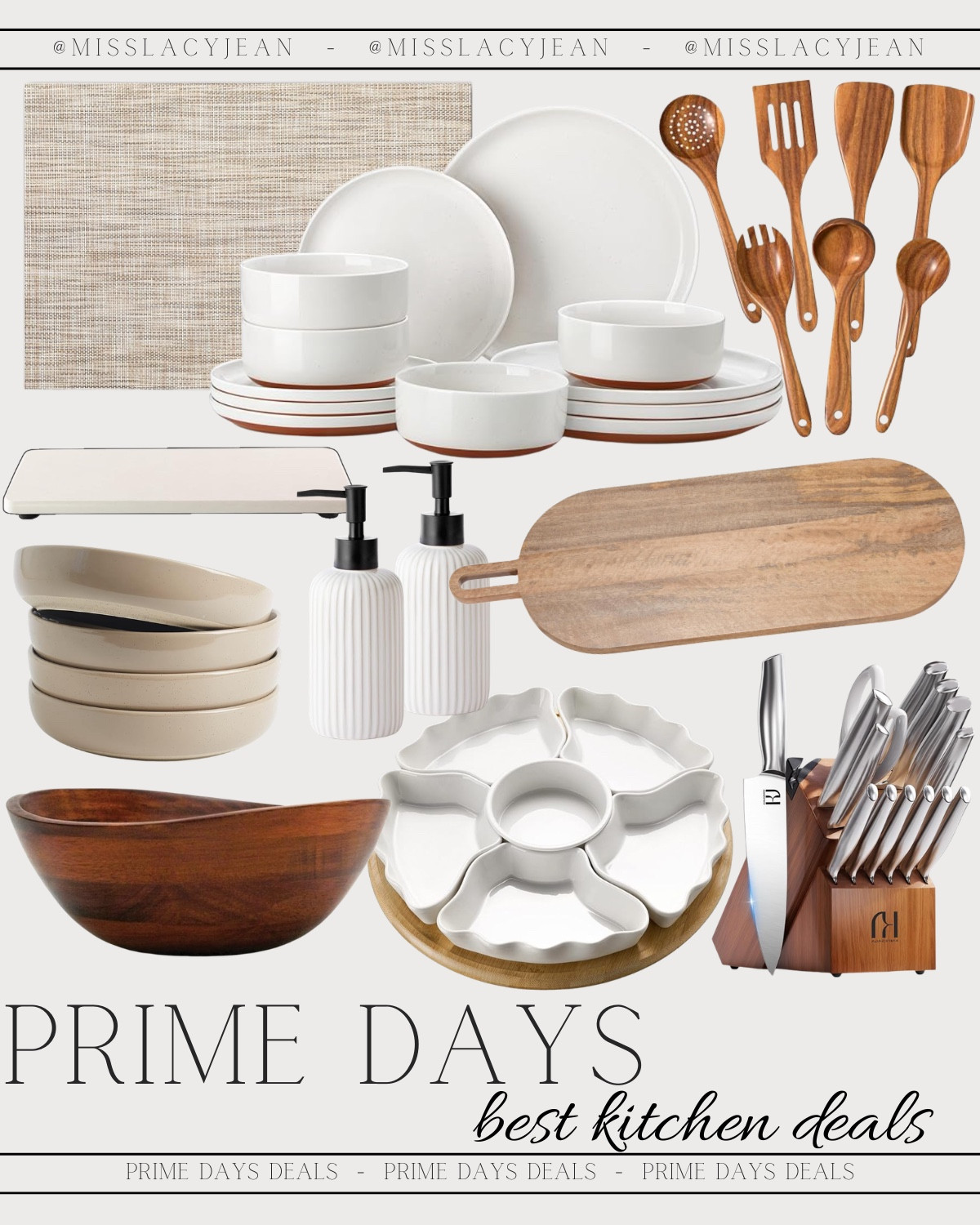 Amazon prime days kitchen deals include charcuterie board, wooden utensils, knife set, bowl set, serving bowl, serving dish, soap dispenser, dinnerware set, place mats.

Kitchen finds, kitchen deals, deal days, amazon prime days, sale alert

#LTKSaleAlert #LTKHome #LTKSeasonal