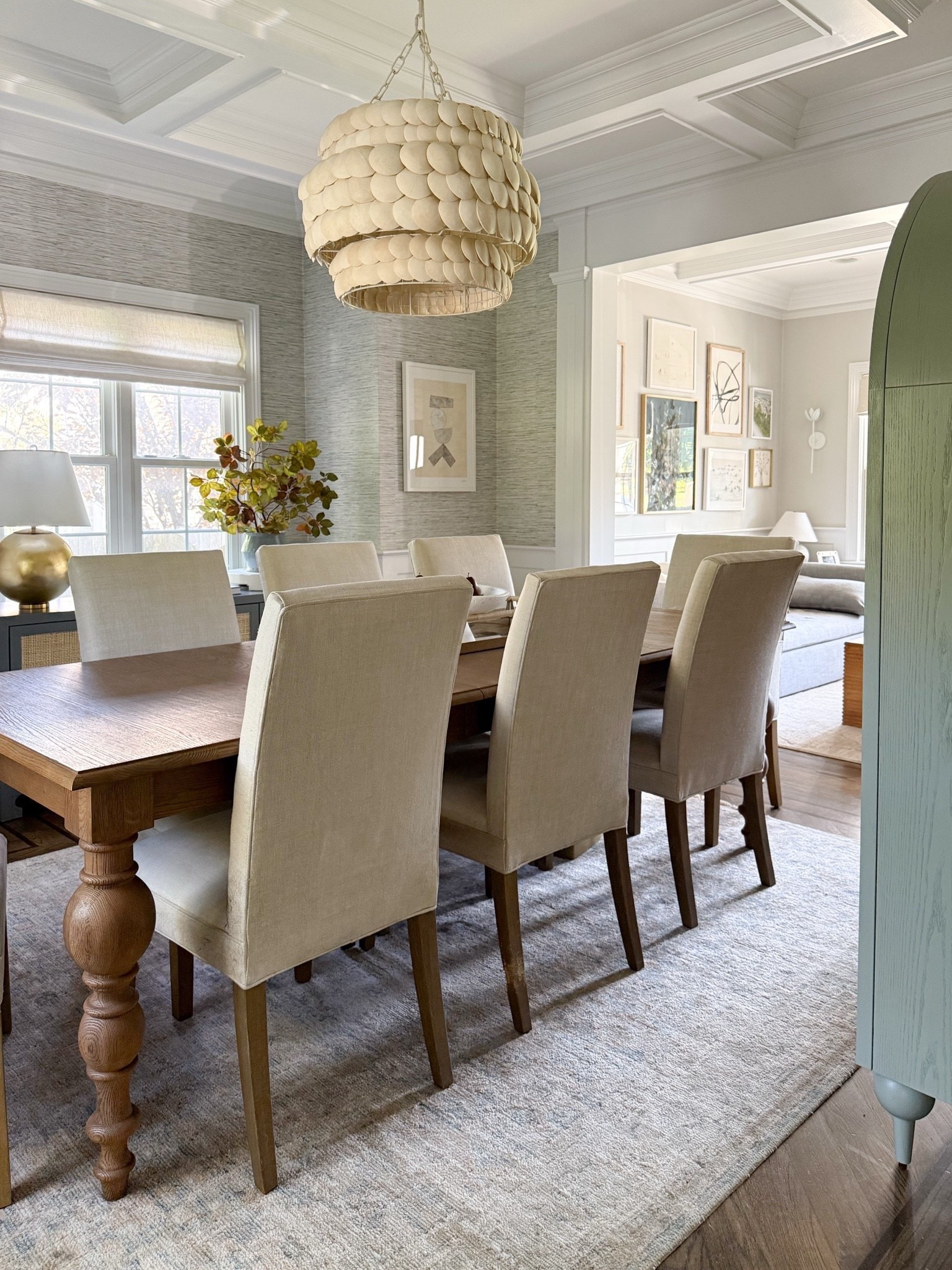 This dining room rug is one of my favorite foundations for the space. Its subtle pattern and soft neutral tones add warmth and texture while letting the wood table, upholstered chairs, and statement lighting take center stage. I also love that the low pile makes it easy to slide chairs in and out, making it just as practical as it is beautiful.
Dining room rug, neutral area rug, dining room décor, low pile rug, family friendly rug, timeless home décor, textured rug, Loloi rug, area rug for dining room, interior design, GirlOnTheHudson

#LTKHome #LTKSeasonal