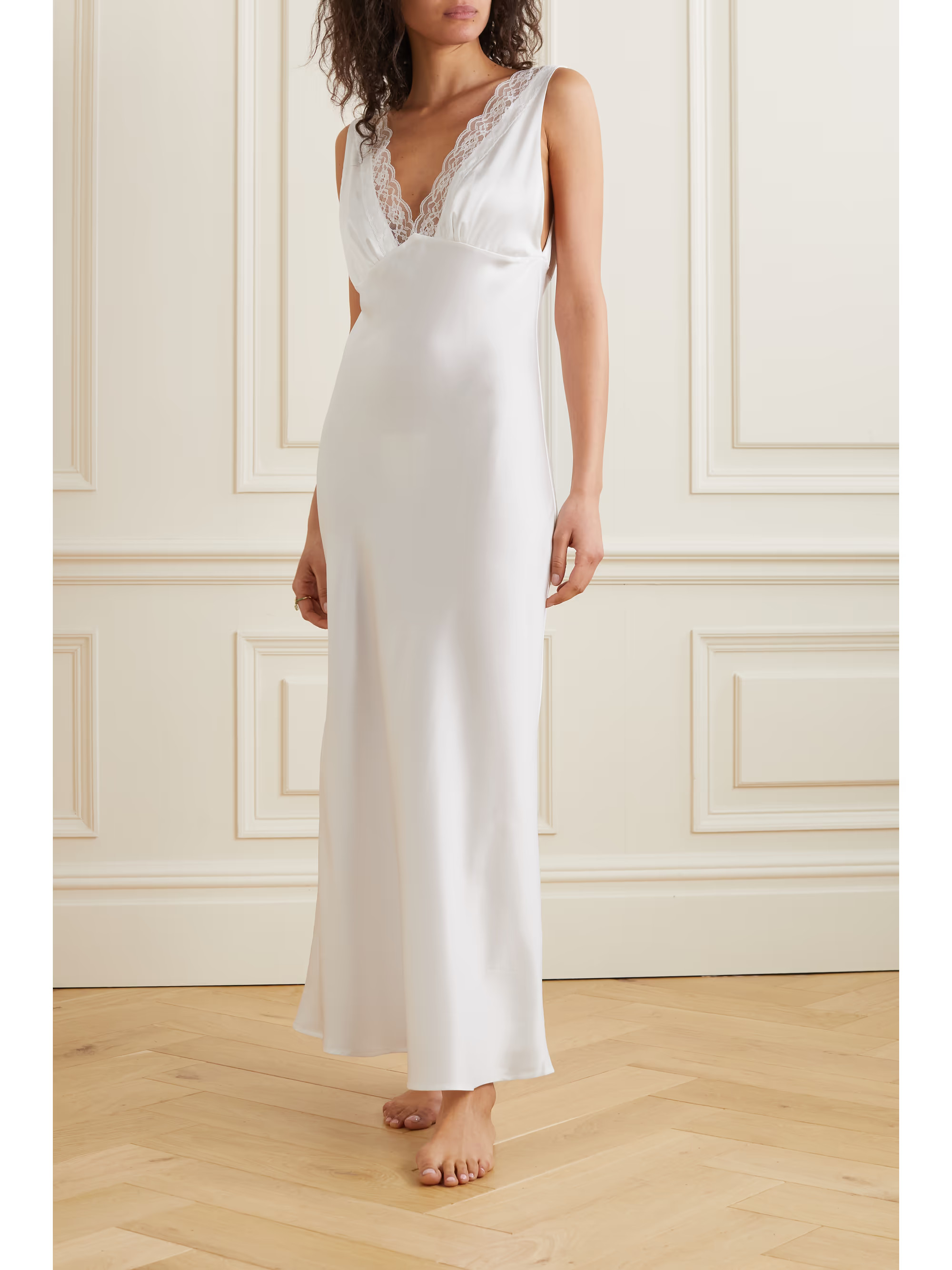Vintage cutout lace-trimmed silk-satin nightdress | NET-A-PORTER APAC