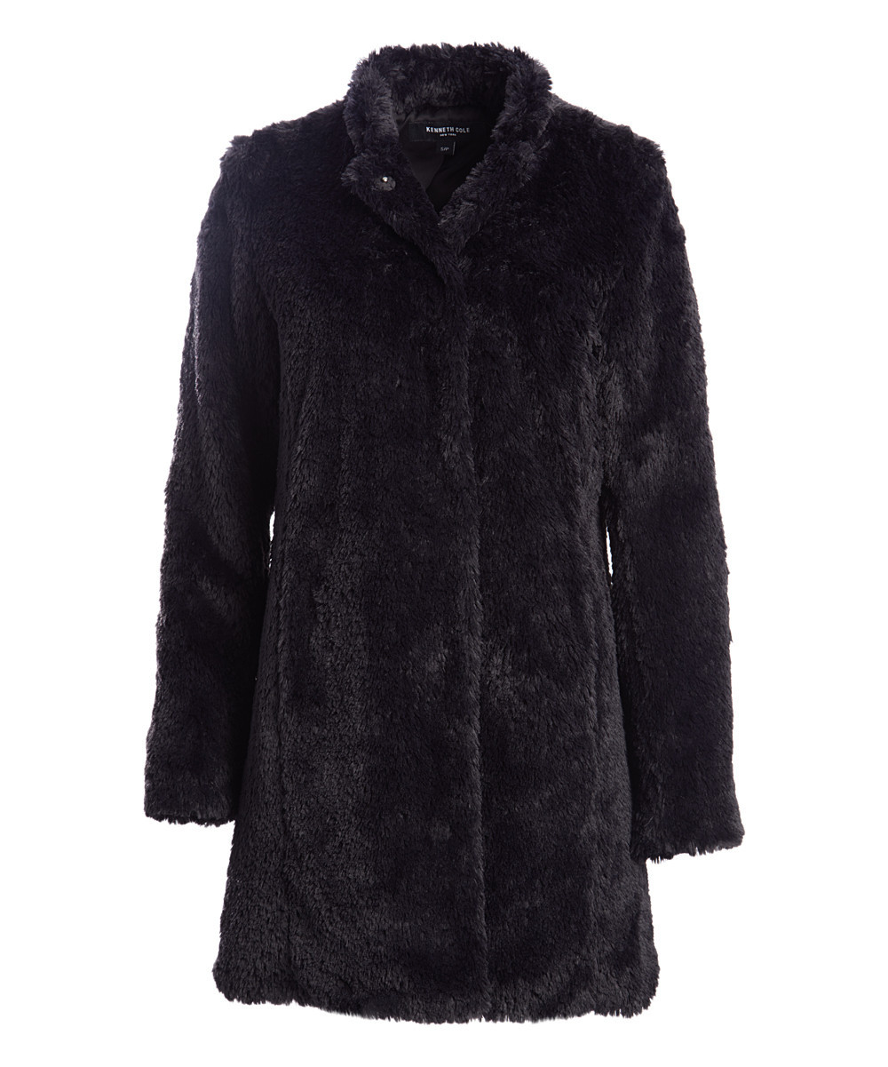 Kenneth Cole Women's Overcoats Black - Black Faux Fur Coat - Women | Zulily