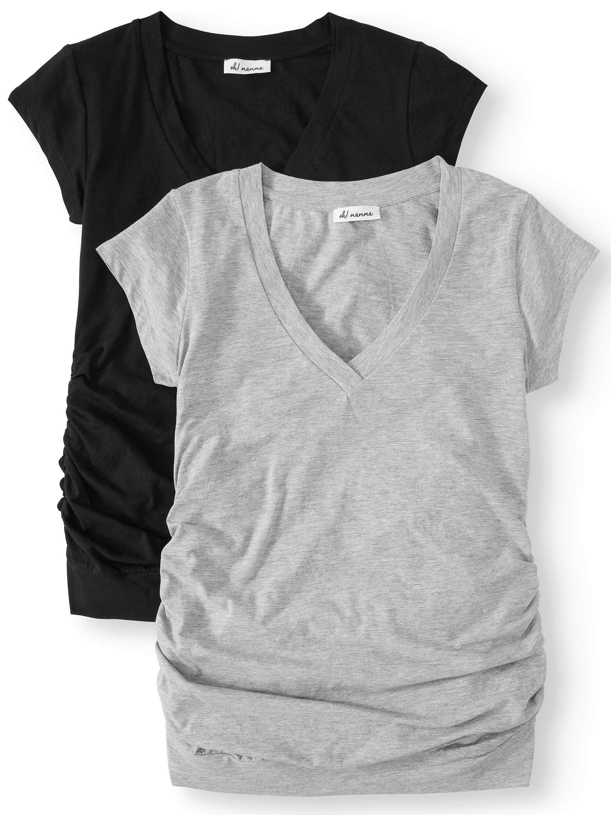 Oh! Mamma Maternity V-neck Tee 2 Pack - Available in Plus Sizes | Walmart (US)