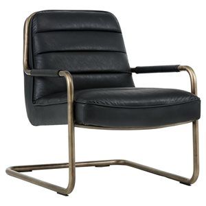 Sunpan Lincoln 17.5" Modern Faux Leather Lounge Chair in Vintage Black | Cymax