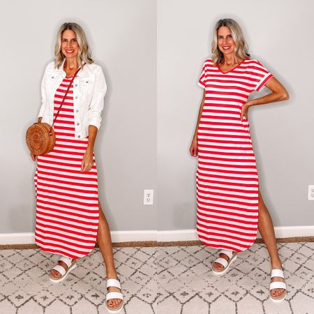 Walmart July 4th outfit 
Red white and blue 
4th of July outfits 
Red and white striped dress wearing a small 



#LTKunder50 #LTKSeasonal #LTKsalealert