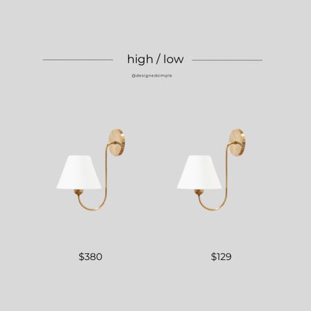 High low, get the look, splurge or save, McGee & Co dupe, studio mcgee look a like, affordable sconce, swoop brass sconce, wall sconce, gold sconce 

#LTKhome #LTKstyletip #LTKsalealert
