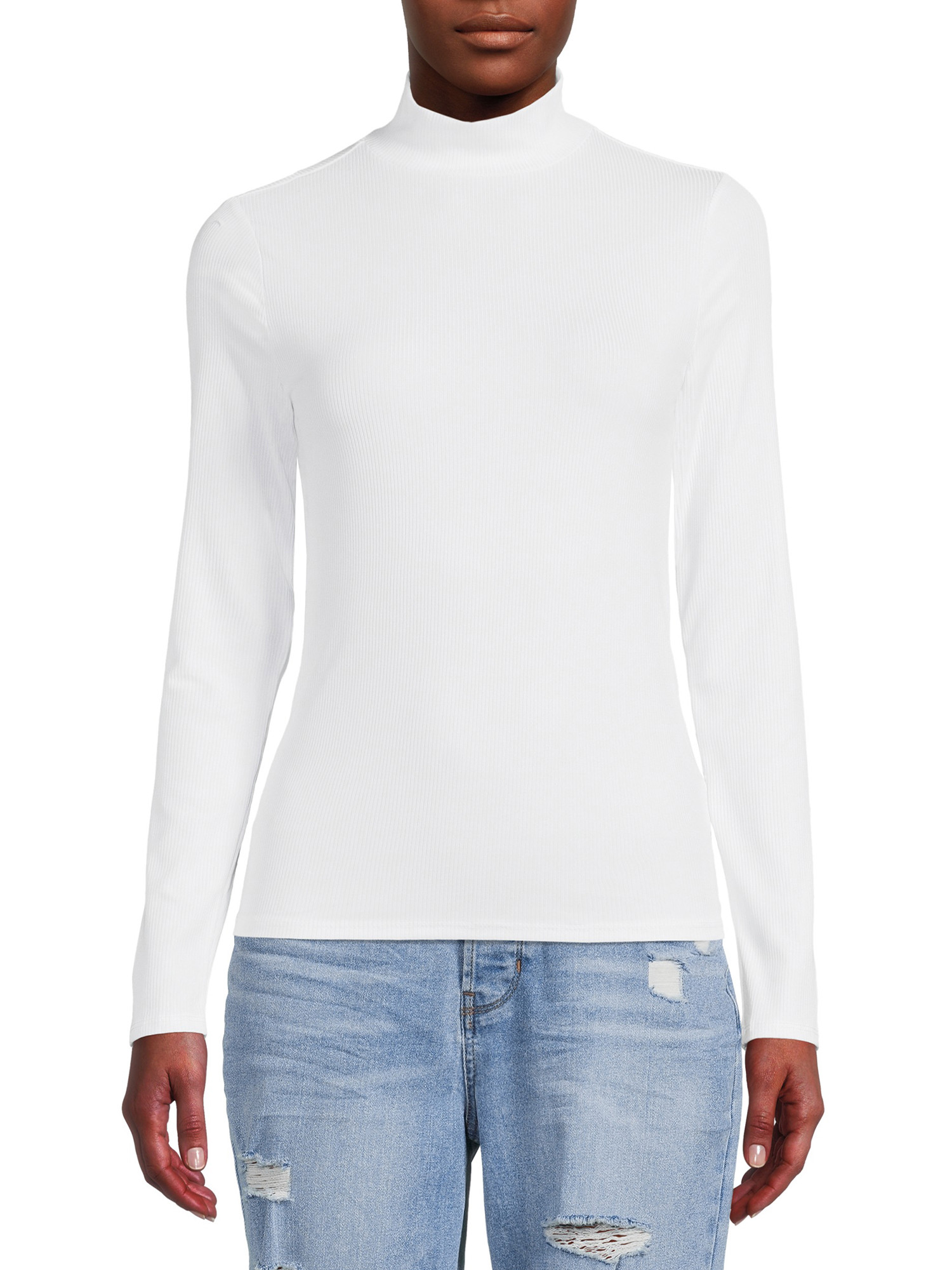 No Boundaries Juniors' Mock Neck Top with Long Sleeves | Walmart (US)