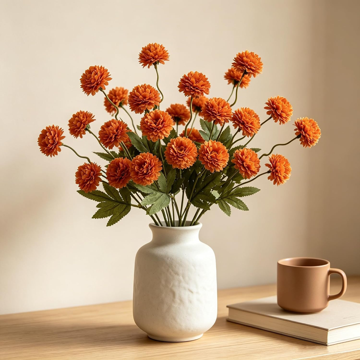 Faux Silk Chrysanthemum, Burnt Orange, 10 Pcs | Amazon (US)
