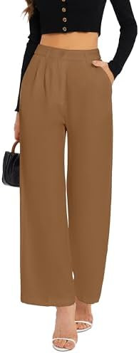FUNYYZO Wide Leg Pants High Elastic Waisted Long Straight Suit Pants | Amazon (US)