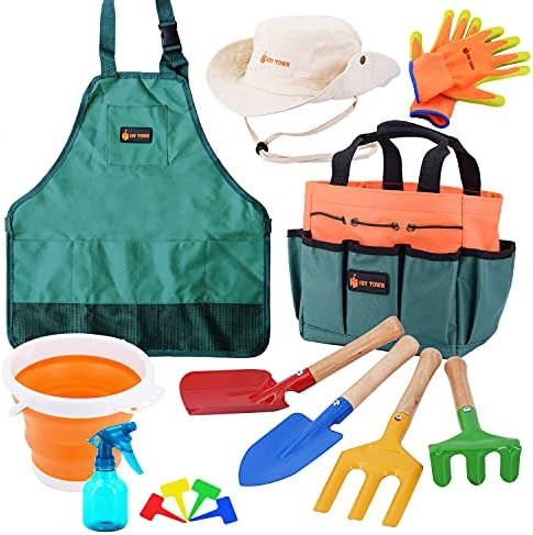 JoyTown Kids Gardening Tool Set –Real Metal Gardening Tools Includes Shovel, Rake, Trowel & Fork, Ch | Amazon (US)