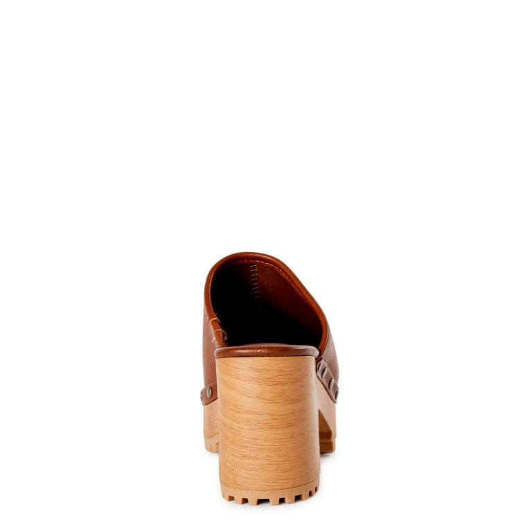 Time and Tru Women's Comet Wooden Heel Mules - Walmart.com | Walmart (US)