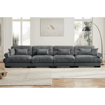 Oversized Modular Velvet Sectional Sofa Couch With Ergonomic Bolstered Armrests | Wayfair North America