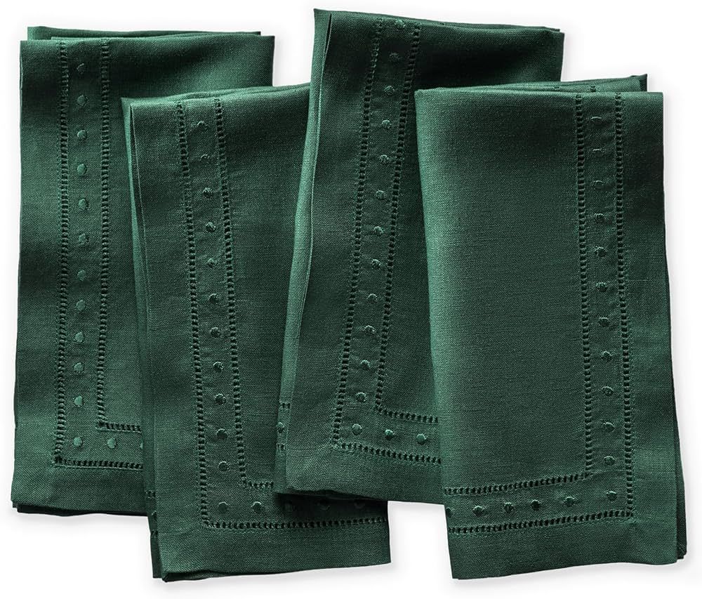 O'lucio Authentique Home Christmas Linen Dinner Napkins - Forest Green 18 x inch, Set of 4 Hemsti... | Amazon (CA)