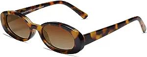 VANLINKER Polarized Small Trendy Skinny Vintage Oval Sunglasses Women Tinted Glasses Tortoise Fra... | Amazon (US)