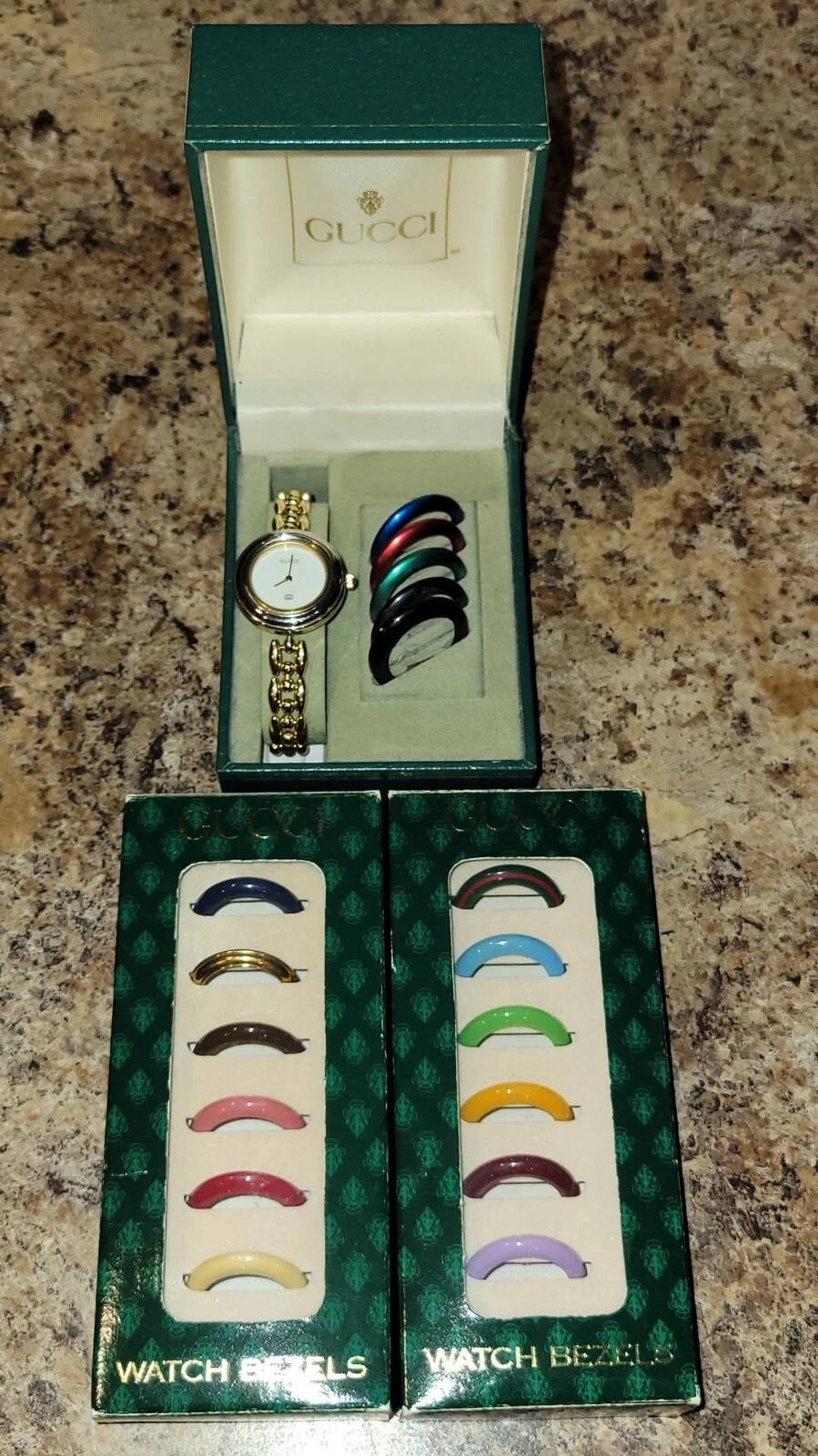 Vintage Women's Gucci Bracelet Watch w/18 Interchangeable Bezels AS-IS  | eBay | eBay US