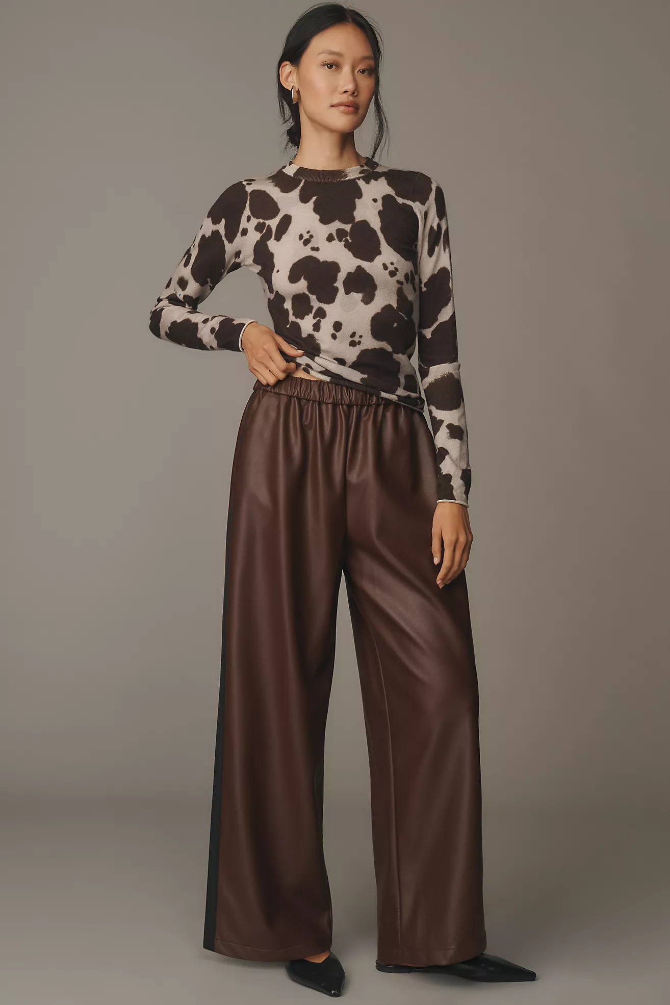 Maeve Faux Leather Pull-On Track Pants | Anthropologie (US)
