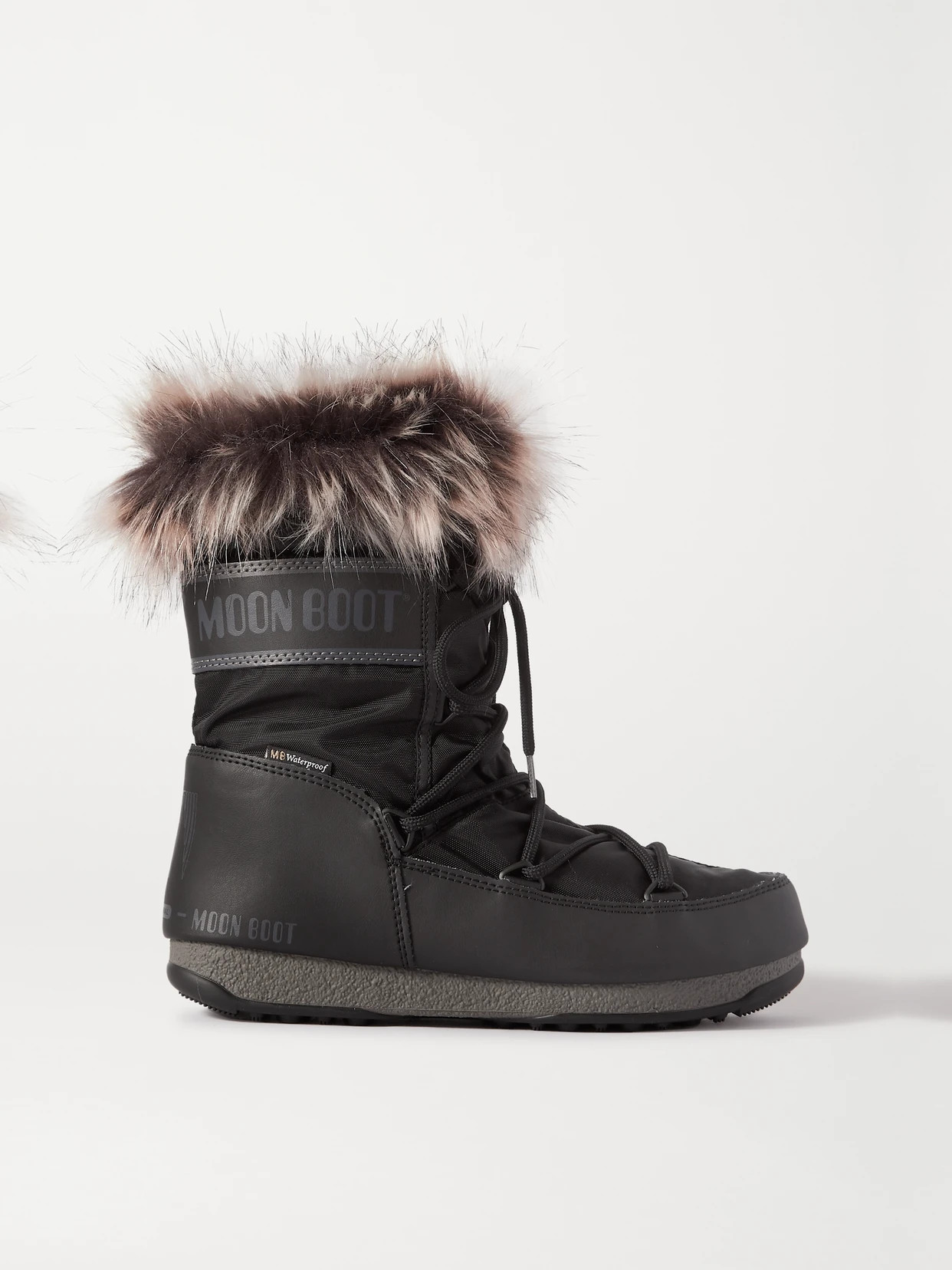 Moon Boot - Monaco Faux Fur-trimmed Shell And Faux Leather Snow Boots - Black | NET-A-PORTER (US)