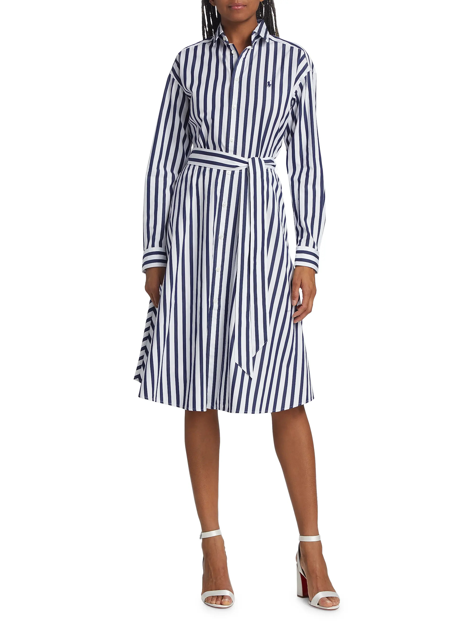 Ela Belted Stripe Cotton Shirtdress | Saks Fifth Avenue