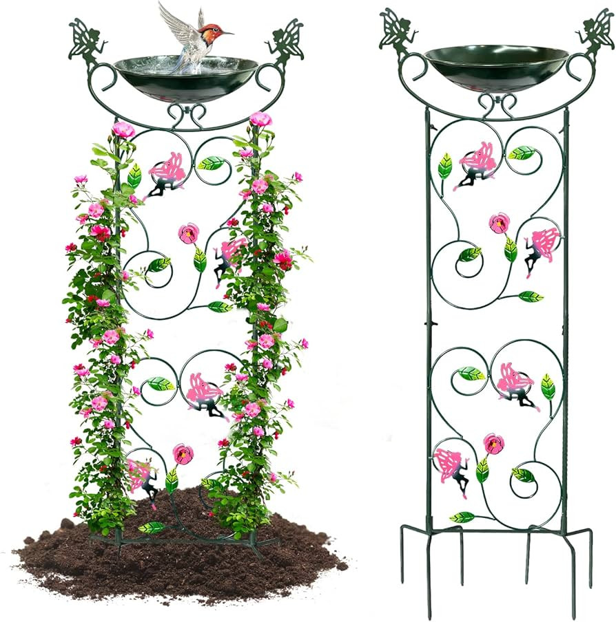 HONGLAND Trellis Bird Baths for Outdoors, 40 Inch Height Garden Plant Trellis Bird Feeders, Backy... | Amazon (US)