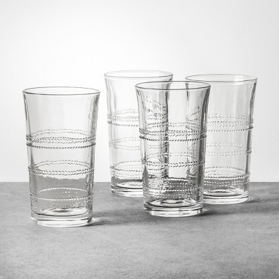 4pk 16oz Embossed Glass Drinkware Tall - Hearth & Hand™ with Magnolia | Target