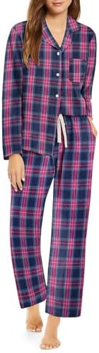 Ekouaer Womens Pajama Sets 2 Piece Cotton Plaid Pjs Long Sleeve Sleepwear Button Down Lounge Set ... | Amazon (US)