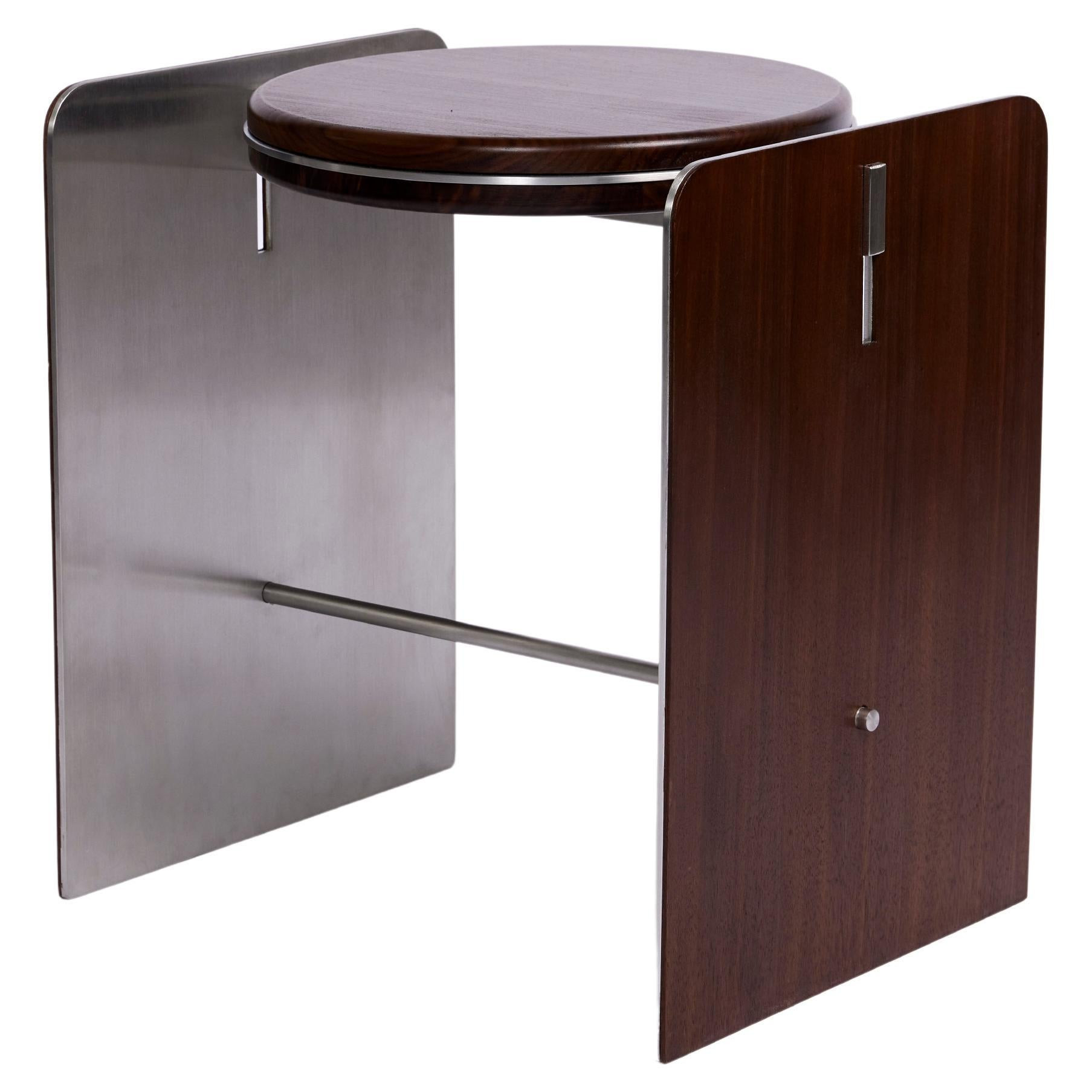 Building Blocks, Geometric Stained Walnut Stool/Side Table | 1stDibs