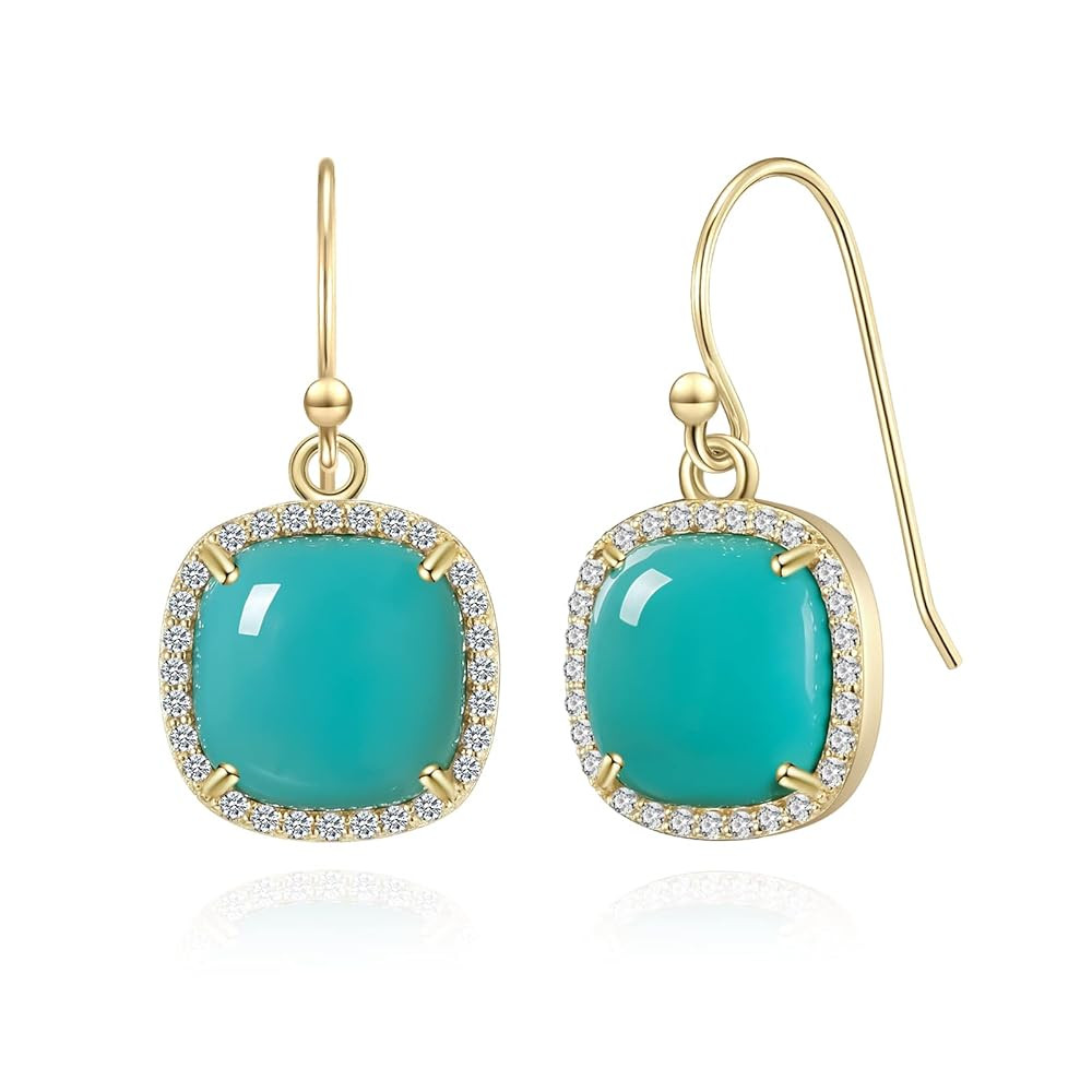 Jupiter Natural Gemstone Dangle Earrings - 14k Gold/Rhodium Plated Genuine Gemstone Dangle Women ... | Amazon (US)