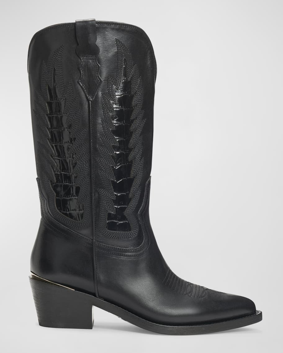 Whitney Mixed Leather Western Boots | Neiman Marcus