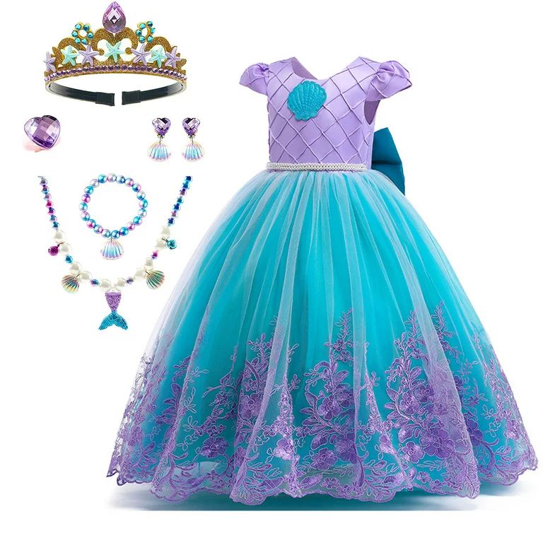 Phenas Girls Mermaid Princess Dresses Lace Tutu Ariel Costume for Kids Wedding, Halloween 3-10Yea... | Walmart (US)