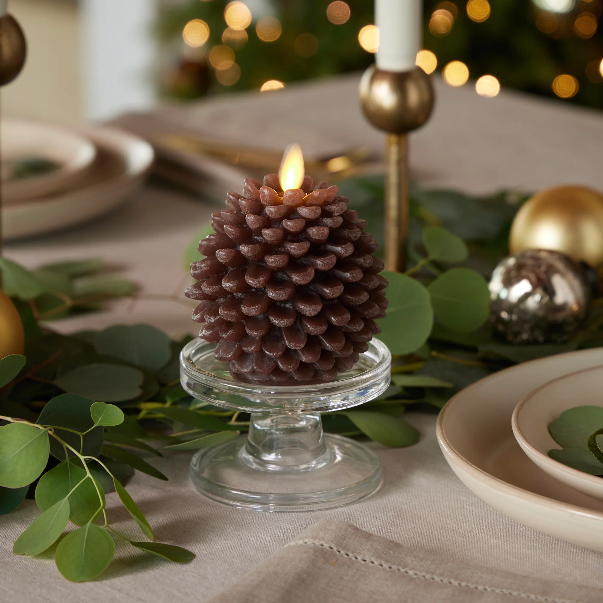 Brown Flameless Candle Pinecone | Luminara