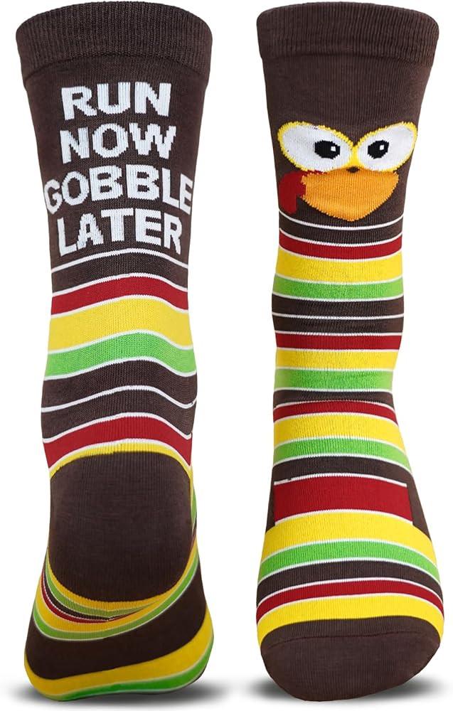 Thanksgiving Socks Turkey Trot Crew Socks Thanksgiving Running Gear Gifts for Women and Men | Amazon (US)