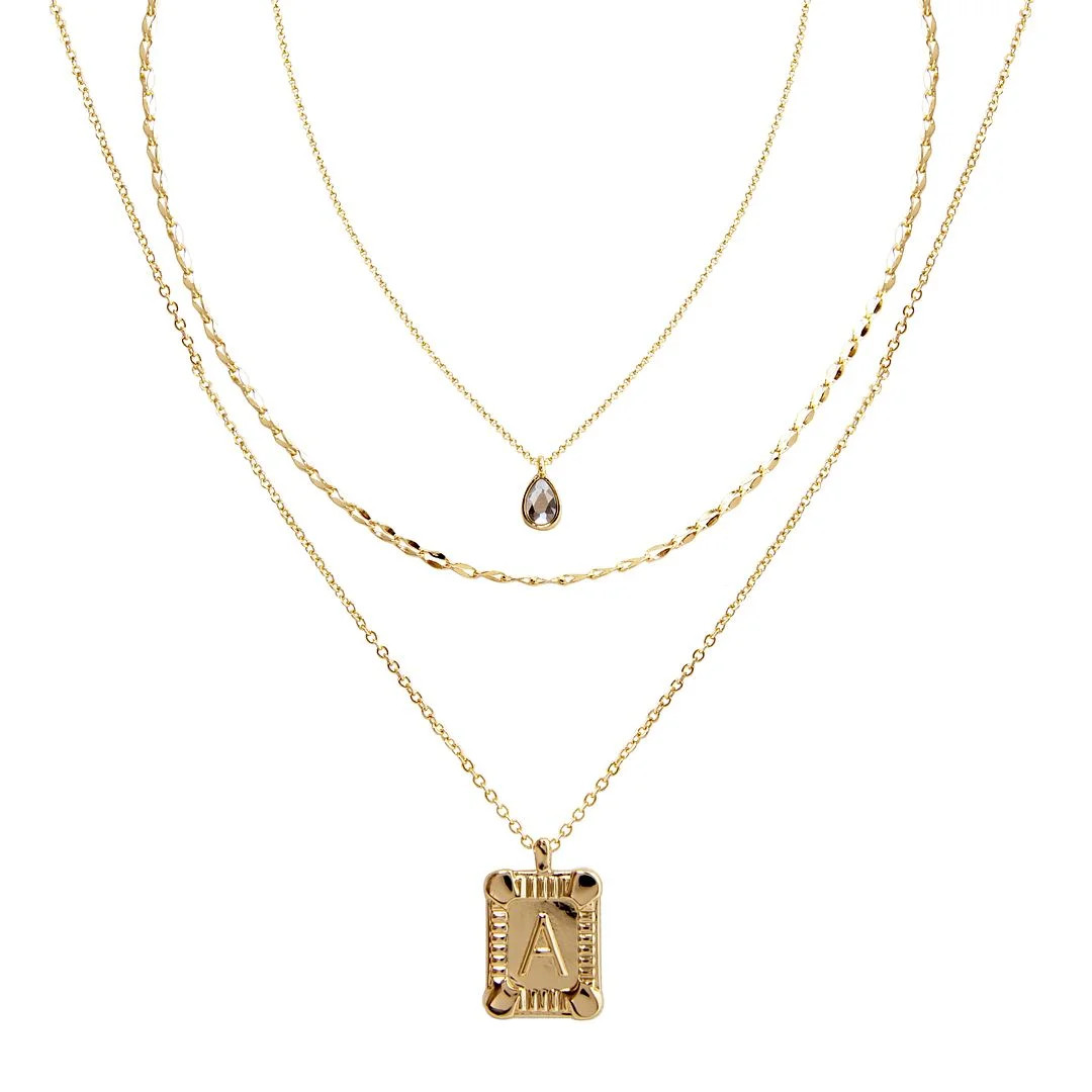 Seren Jewelry - Seren Jewelry Initial Letter "A" Gold Pendant Necklace Set for Women, Delicate Go... | Walmart (US)