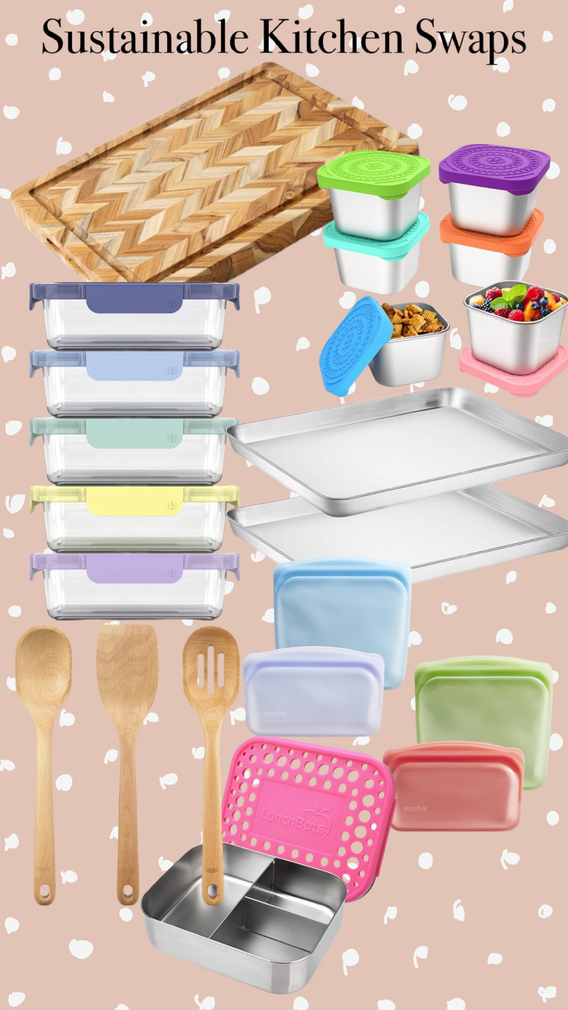 If you’re looking to get plastic out of your kitchen this year, here are some easy swap options that are healthy, non-toxic, & sustainable! Swap ideas: replace plastic cutting boards, storage containers, utensils, baking trays, & lunch boxes with wood, stainless steel, or glass ones ♻️ #LTKsustainable 

#LTKHome #LTKFindsUnder50