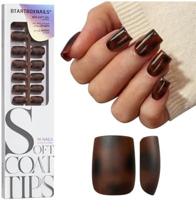 BTArtboxnails SOFTCOATTIPS Press On Nails - Tortoiseshell Short Square Press On Nails, 96Pcs Salo... | Amazon (US)