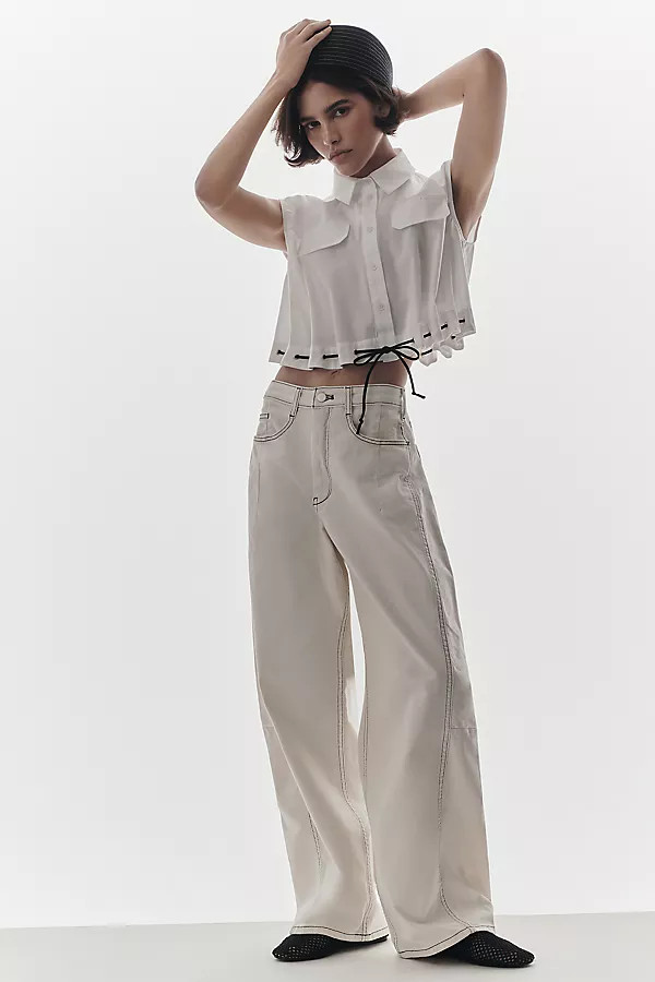 The Kenna Mid-Rise Heritage Barrel Jeans by Pilcro | Anthropologie (US)