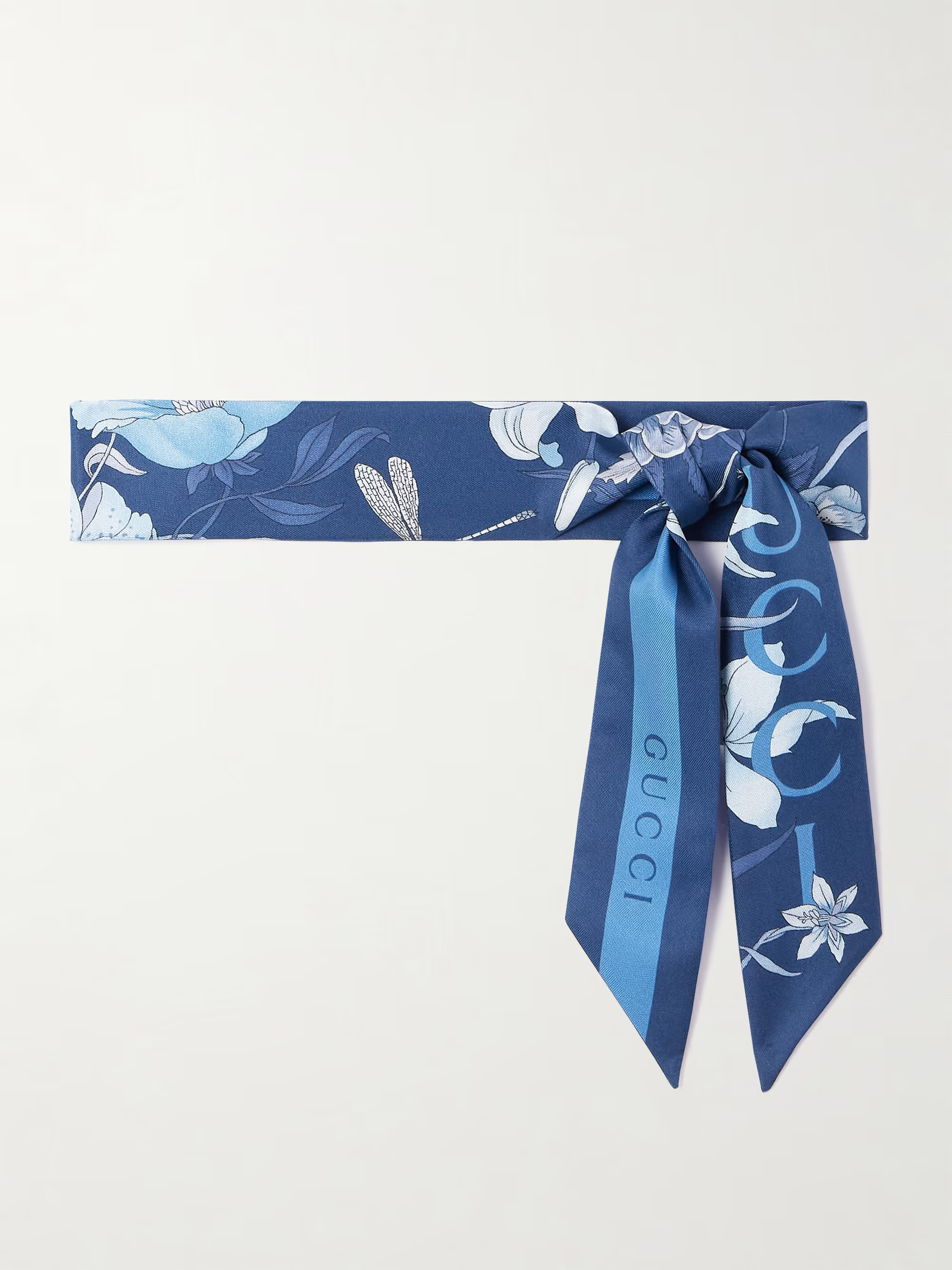 Flora floral-print silk-twill scarf - midnight blue - One Size | NET-A-PORTER (US)