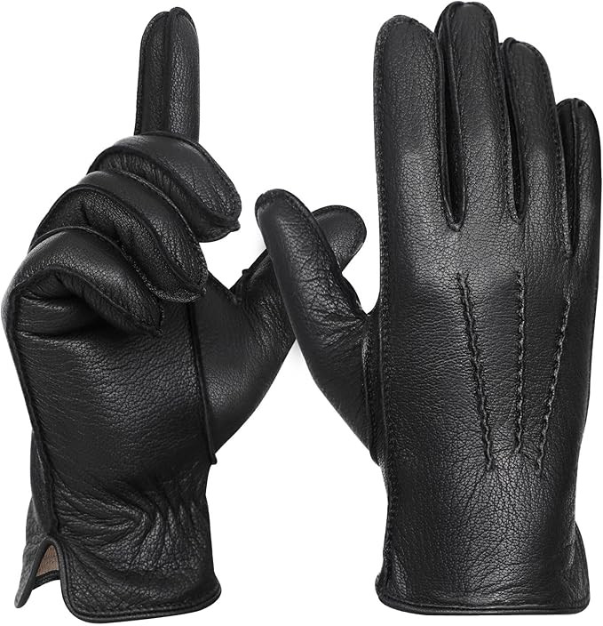 FIORETTO Men’s Chrome-Free Leather Gloves Winter – Touchscreen Driving Gloves with Warm Wool ... | Amazon (US)