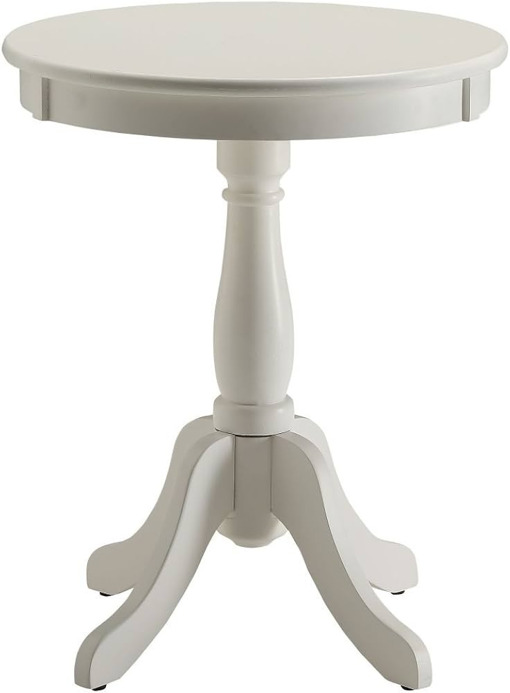 Acme Alger Round Wooden End Table in White | Amazon (US)