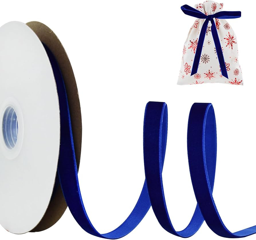 TONIFUL Navy Blue Velvet Ribbon 3/8 Inch x 25yds, Vintage Velvet Ribbons, for Christmas Wreath De... | Amazon (US)