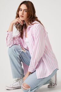 Oversized Striped Poplin Shirt | Forever 21 (US)