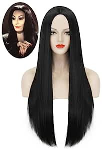 Amazon.com: Mersi Long Black Wigs for Women Costume 27'' Long Straight Black Hair Wig Natural Cut... | Amazon (US)