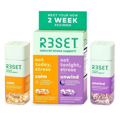 R3SET Botanical Stress & Anxiety Support Calm & Unwind Supplement Capsules Combo Pack - 28ct | Target