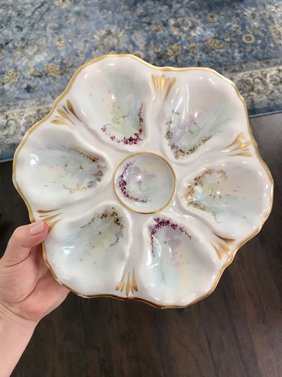 Rare antique French oyster plate | Etsy (US)