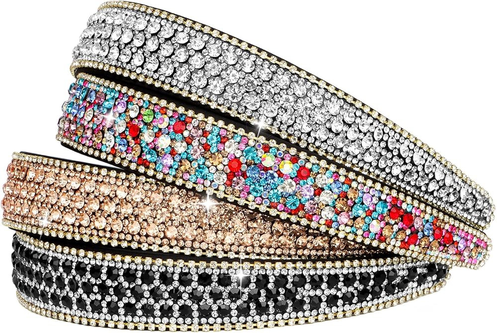 Wecoe 4 Pack Rhinestone Headbands Women Girls Fashion Glitter Sparkly Diamond Headbands Flower Gi... | Amazon (US)