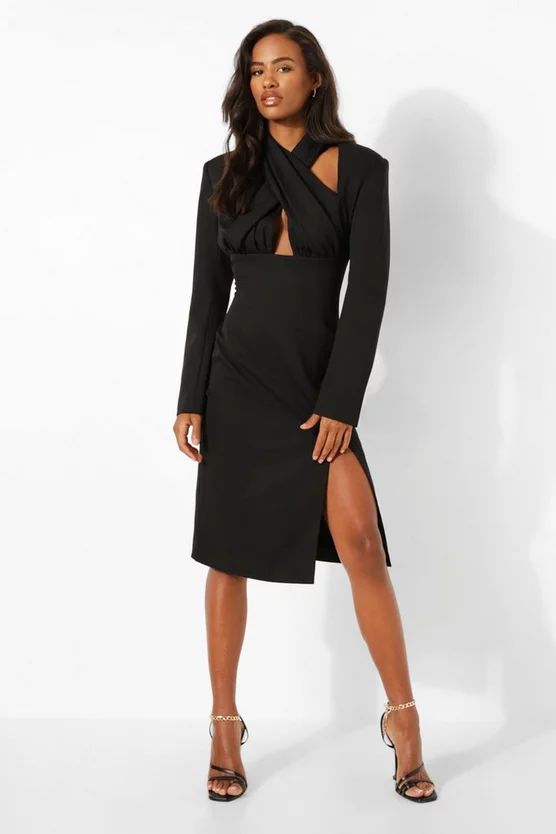 Wrap Halter Neck Midi Dress | Boohoo.com (US & CA)