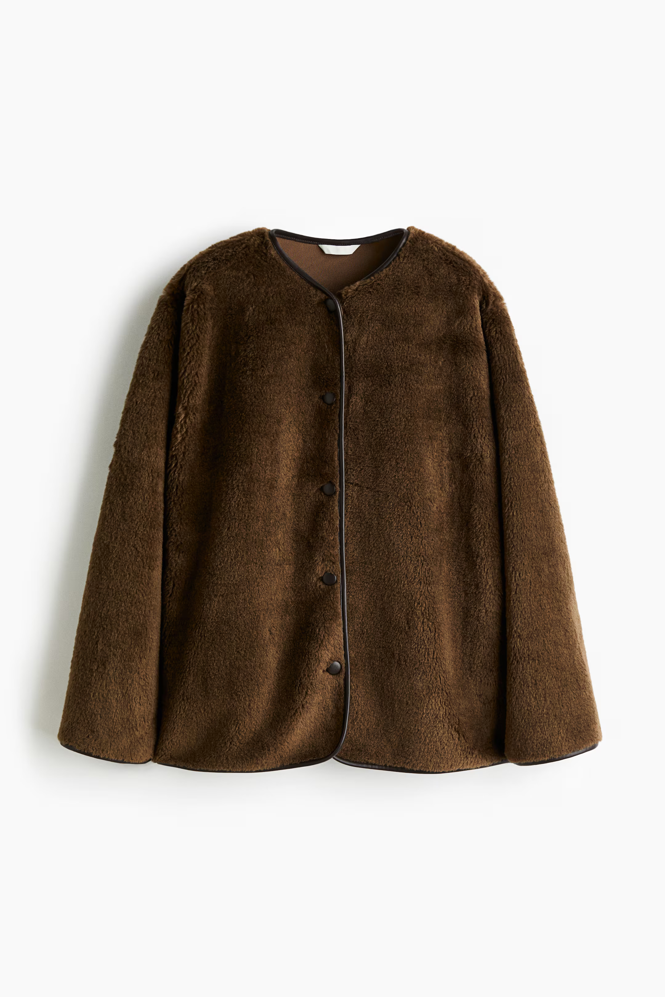 Teddy jacket - Dark khaki green - Ladies | H&M GB | H&M (UK, MY, IN, SG, PH, TW, HK)