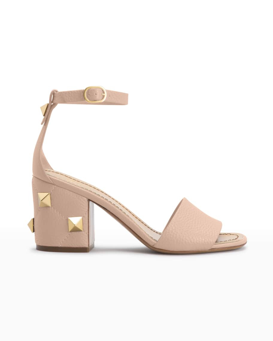 Valentino Garavani Block Studded Heels | Neiman Marcus