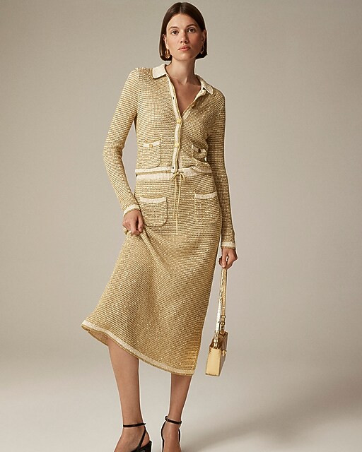 Collection metallic-weave midi skirt | J. Crew US