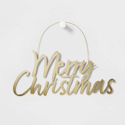 Merry Christmas Hanging Sign Gold - Wondershop&#8482; | Target