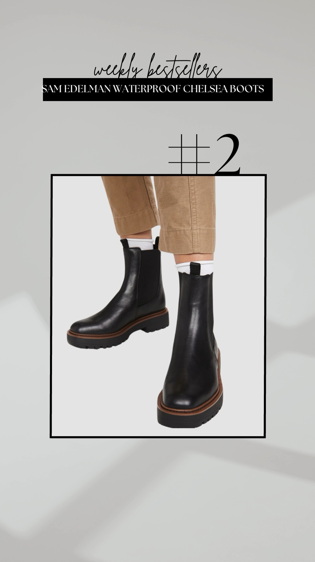 #2 bestseller: Sam Edelman waterproof lug sole Chelsea boots 

• my go-to winter boots 
• comfortable enough that I was able to walk 10k steps in them on a recent trip to Japan! 
• NOTE: they have a tall shaft + narrow opening, so this may be best suited if you have smaller ankles

#LTKShoeCrush #LTKSeasonal
